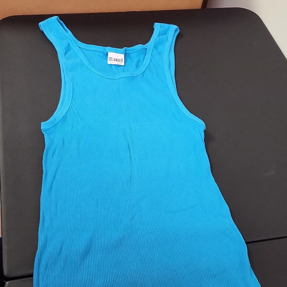 Islander Blue Ribbed Tank Top - Picture 1 of 3